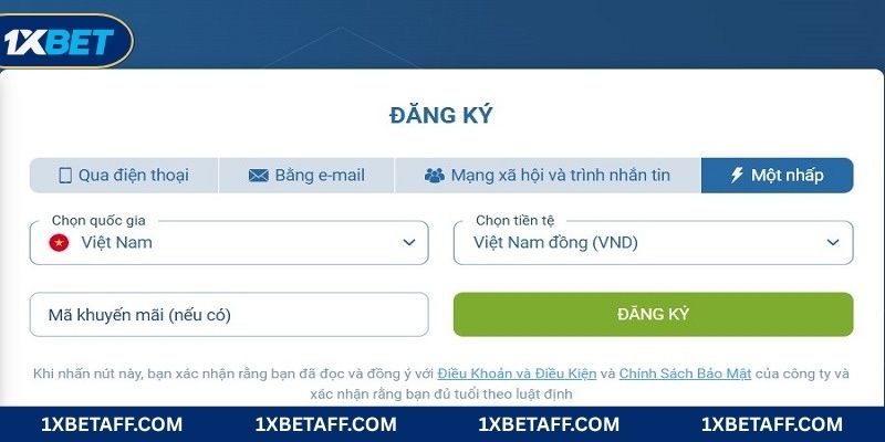 Điều kiện để đăng ký tài khoản 1XBET thành công
